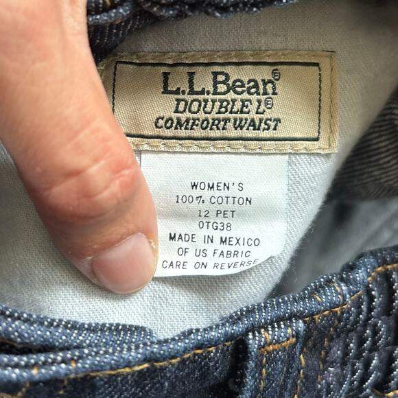 L.L.Bean High Rise Double L Comfort Waist Tapered Jeans Dark Blue Women 12 Pet - Picture 5 of 8